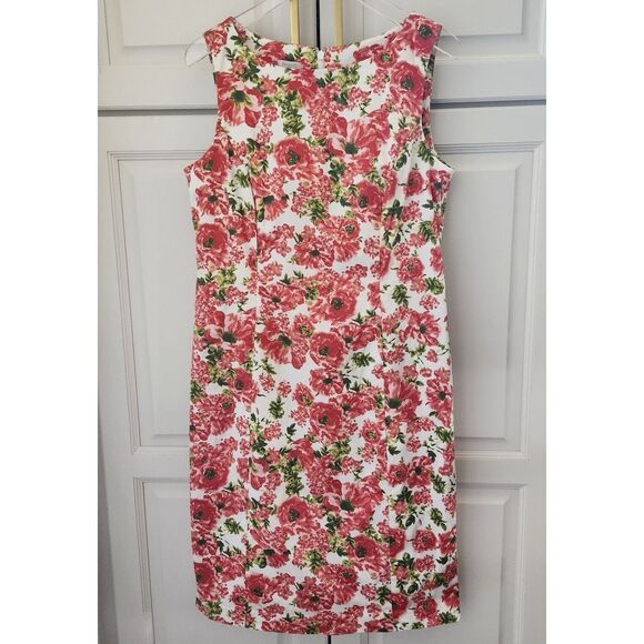 Talbots Size 14W Sleeveless Cotton Floral Sheath Dress Modest Summer Tea Preppy - Picture 2 of 12